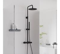 AQUADUCT Set de douche aérien avec robinetterie thermostatique, noir mat