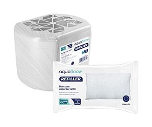 Aquafloow Déshumidificateur avec 1x250g Sacs de Recharge Granulés | Blanc Déshumidificateur Absorbeur d'Humidité, Réduit la Moisissure | Déshumidificateur sans Électricité avec Granulés Rechargeables
