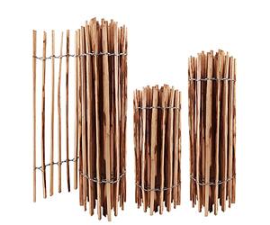 Aquagart Clôture de jardin en lattis - Hauteur : 50 cm à 120 cm - Distance entre les lattes : 3 à 5 cm - Clôture en bois de noisetier durable avec pinces - Noisette 80 cm