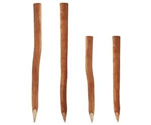 Aquagart - Lot de 5 poteaux en Bois pour clôture en lattis - 1,05 m - Diamètre : 5 à 6 cm - Poteau de clôture en Noisette - Poteau de Soutien Durable