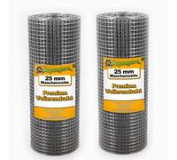 Aquagart® Treillis métallique pour volière - Largeur de maille galvanisée - Grille soudée robuste - Différentes versions (25 m x 0,5 m - 25 mm)