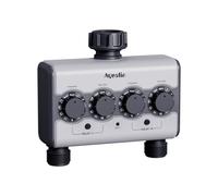Aqualin Minuteur d'eau à double sortie avec entrée en laiton, minuterie de robinet programmable pour jardin avec fonction de retard et port de capteur de pluie, système d'irrigation automatique pour