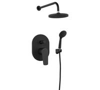 Aqualine Lotta - Set de douche avec mitigeur encastré, 2 sorties, 3 jets, noir mat LT743B
