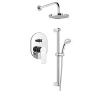 Aqualine Lotta - Set de douche avec mitigeur encastré, 2 sorties, chrome LT744