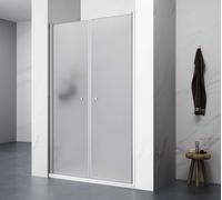 Aqualine - Porte de douche Pilot, en deux parties 100 cm, aluminium brillant/verre Brick PT102