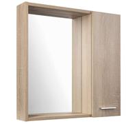 Aqualine Zoja - Armoire à miroir avec éclairage LED, 60x60x14 cm, 1 porte, à droite, chêne platine 45028S
