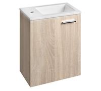 Aqualine Zoja - Meuble avec lave-mains, 40x50x22 cm, 1 porte, charnières G/D, chêne platine 51049DP-01