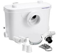 Aquamatix Broyeur Sanitaire 400 W Pompe de Relevage sanitaires 100 L/min Distance de pompage verticale de 8 m avec 3 entrées pour Toilettes, Évier et Baignoire avec filtre à charbon