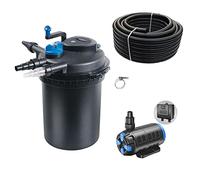 AquaOne Kit de filtration pour bassin N° 53 CPF 10000 - Filtre sous pression réglable - 18-80 W - Pompe de bassin de taille jusqu'à 12000 l - Tuyau d'étang