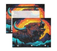 Aquarelle Bison Hurlant Trousses à Crayons Transparentes pour Chevet,Compatibles avec les Classeurs à 3 Anneaux(2 Pack)