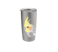 Aquarelle Calopsitte - Illustration d'oiseau pastel doux Gobelet isotherme en acier inoxydable double paroi