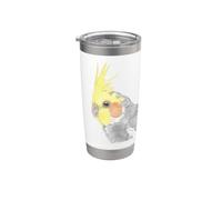 Aquarelle Calopsitte - Illustration d'oiseau pastel doux Gobelet isotherme en acier inoxydable double paroi
