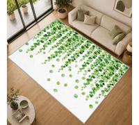 Aquarelle Feuille Vert Tapis Salon 200x300 Lavable en Machine Antidérapant