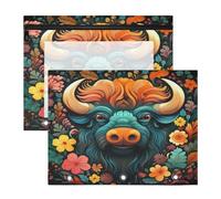 Aquarelle Oeuvre Bison Trousses à Crayons Transparentes pour Chevet,Compatibles avec les Classeurs à 3 Anneaux(2 Pack)