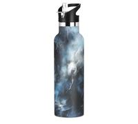 Aquarelle Peinture Ours Bleu Bouteille d'eau pour Enfants en Acier Inoxydable,Gobelet Isotherme Sous Vide pour Filles Garçons
