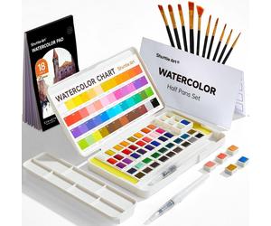 Aquarelle Set 48 aquarelles pinceaux bloc aquarelle palette Convient aux enfants adultes débutants