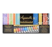 Aquarelles Sennelier - boîte métallique 12 tubes 10 ml + 1 pinceau