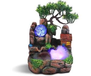 Aquarium de jardin en plastique avec fontaine et éclairage, effet cascade et brume, pour l'intérieur et l'extérieur