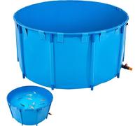 Aquarium en toile hors sol, 818 gallons, étang rond pour koï (bleu) - Kit pour étang de koï résistant à l'extérieur