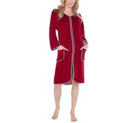 Peignoir court en velours pour femme Aquarti, avec fermeture éclair, couleur : bordeaux, taille : XL