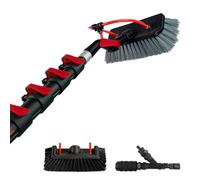 Aquascopic Manche Télescopique Aluminium 7,2 m avec Brosse de Nettoyage - Perche Extensible Duo pour Piscine, Toit, Panneaux Solaires, Camping-Car, Fenêtres