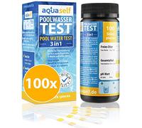 aquaself Test de l'eau de Piscine 3en1 - Bandelettes | Test de Chlore, pH et alcalinité. 100 bandelettes d'analyse de l'eau