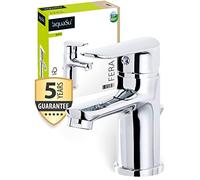 AquaSu® 798396 Fera Robinet de lavabo avec buse mélangeur à économie d'eau, cartouche en céramique, montage standard, noyau en laiton, chromé