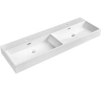 AQUATIC lavabo double, marbre coulé, 140x46cm, blanc