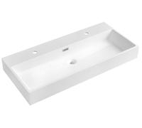 Sapho - Double-lavabo Aquatic, 100x46 cm, avec trop-plein, 2 trous pour robinetterie, blanc AT100-2