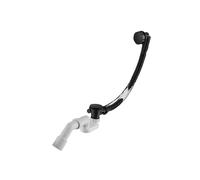 AQUAUNO Bonde de baignoire noire avec valve push-open - Siphon pré-monté, universel pour toute baignoire, bouchon de 70 mm, filetage de raccordement G1 1/2, nettoyage par le haut