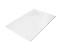 AQUAUNO Receveur de douche 110 x 90 cm aspect pierre ultra plat 2,6 cm - Receveur de douche en composite SMC avec siphon, bonde de 90 mm, nettoyage par le haut, blanc