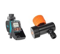 Aquauno Video-2 Claber, programmateur arrosage automatique à une voie & 91040 Stabilisateur pression, Noir/Orange/Gris - 1Unité