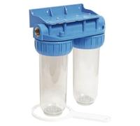 AQUAWATER - 104509 - Station filtre double nu avec e déserrage - Taille standard 10" - Raccordement F20/27 (F3/4")