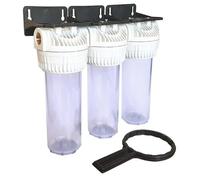 AQUAWATER - Station Filtre Triple 107225 - Traitement d'Eau Multi-Solutions - Cartouches Standard 9''3/4 - Livrée avec Équerre et abrication Française - Blanc