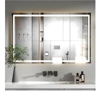 AquaWise Miroir Salle de Bain LED 100x60cm Éclairage Intégré 3 Couleur Réglable Antibuée Gradateur Mémoire Verre Trempé 5 mm