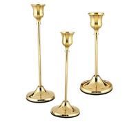 aqxreight Bougeoir Vintage avec Design élégant (Doré) | Matériau en fer, 3 tailles disponibles, base stable pour bougies coniques