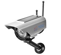 aqxreight Fausse Caméra LED à énergie Solaire Surveillance de sécurité Extérieure Caméra Factice Argentée Application de Câblage Réaliste FacticeFake CameraFausse FacticeCaméra Dôme