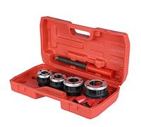 aqxreight Kit de Filetage de Tuyau à 4 Matrices 1/2", 3/4", 1", 1-1/4", Outil de Filetage Manuel avec Tête à Cliquet Compacte et Trous d'élimination des Copeaux pour la Plomberie et la