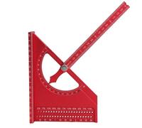 aqxreight Règle d'angle 3D pour le Travail du Bois, Règle Triangulaire Demi-ronde, Rapporteur de Mesure Multi-angle 0-180 Degrés, Anodisation Gris argenté et Fabrication de pour le Travail du (rouge)