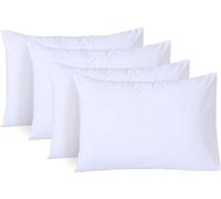 AR Ware Lot de 4 taies d'oreiller blanches en coton égyptien de 200 fils au pouce carré, housse de coussin infroissable de qualité hôtelière (50 x 75 cm)