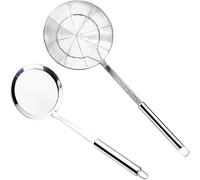 Araignée de Cuisine,Ecumoire à friture en Acier Inoxydable,Écumoire à mailles fines,Passoire Araignée avec Poignée,pour cuisiner,griller,cuire à la vapeur et écoper Aliments (14 cm&Mailles Fines)