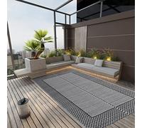 ARAKIL - Tapis d'extérieur - Noir - 140 x 200 cm - Résistant aux intempéries - En polypropylène - Antidérapant - Pliable - Tapis de balcon - Tapis de terrasse avec motif jacquard - Idéal pour le