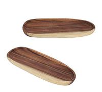 Aramox Assiette en Bois Plateau Alimentaire en Bois Naturel 30 X 20 Cm Plateau de Service pour Pain, Fruits, Collations, Décoration de Table à Steak pour la Maison, la Cuisine, la Salle à Manger (#2)