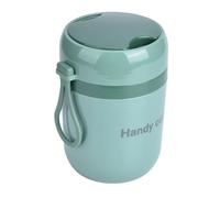 Aramox Bocal Alimentaire Isotherme en Acier Inoxydable - 500 Ml - Double Paroi étanche avec Cuillère Pliable pour Soupe, Nouilles, Déjeuner, Bureau, Voyage (GREEN)