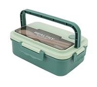 Aramox Boîte à Déjeuner en Plastique, Boîte à à 3 Compartiments 1000 Ml avec Cuillère et Baguettes, Récipient Alimentaire Passe au -ondes pour Enfants Adultes étudiants Employés de Bureau, Beige