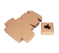 Aramox Boîte d'emballage en Papier Kraft 50 Pièces Boîte à Bonbons Feuille d'érable 65x65x30mm 'emballage Cadeau Pliante pour Faveur de Fête de Mariage Savon Fait à la Main Biscuits Bougies