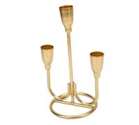 Aramox Bougeoirs à Trois Têtes en Fer 9x13x19cm Bougeoir Vintage pour Table à Manger Cheminée Cheminée Décoration d'intérieur 3 Bougies Présentoir Or (Gold)