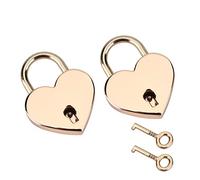 Aramox Cadenas en Forme de Cœur, Lot de 2 Serrures en Métal Zinc avec Clés Squelettes 30 X 39 X 6 Mm, Petite Serrure n or Rose pour Bagages, Journal Intime, Livre, Boîte à Bijoux, Voyage, Usage