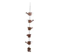 Aramox Chaîne de Pluie pour Arrosoir, Chaîne de Pluie Décorative en Fer avec 6 Tasses d'Arrosoir, de Fabriquée à la Main pour Bec de Descente, Décoration Extérieure Suspendue pour Jardin, Cour, Patio