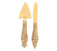 Aramox Couteau à Gâteau doré et Serveuse Gravés Vintage avec | Construction en Alliage de Zinc, Finition Dorée élégante, pour Découper Gâteau Dessert Pizza, pour Mariage Fête